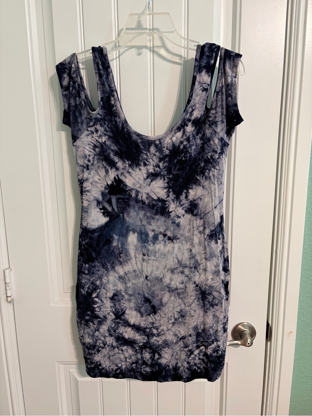 Hot Topic Women's Tie-Dye Scoop Neck Tank Dress - Navy Gray
